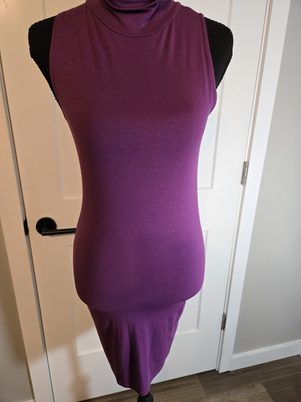 Topshop Purple Sleeveless High Neck Turtleneck Bodycon Dress US 6
